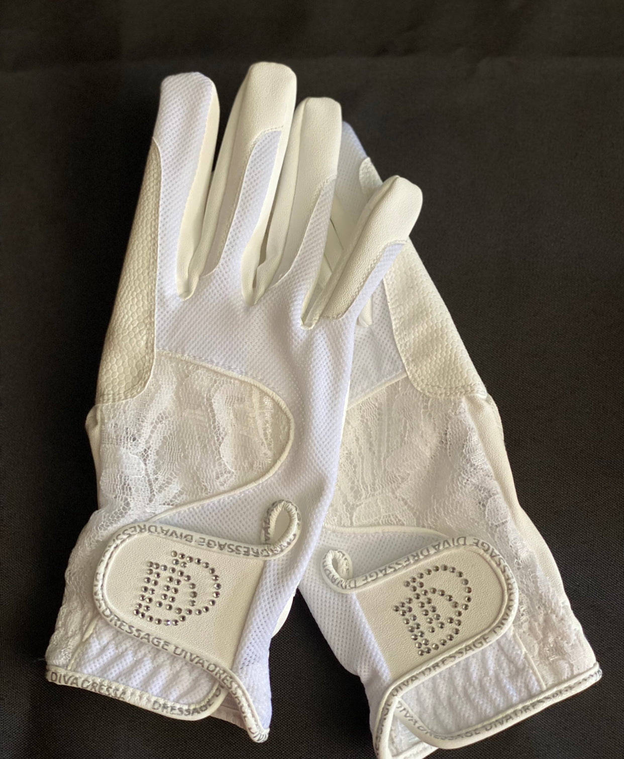 White Serino Gloves with Added Lace